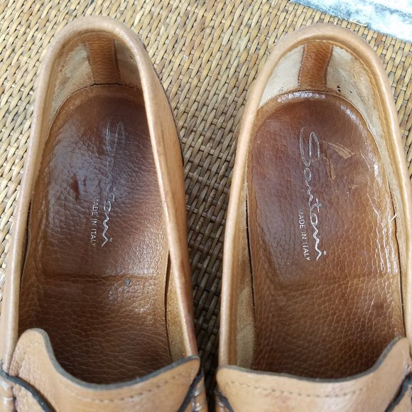 Lux Santoni Tan Patina Penny Loafers main image 4
